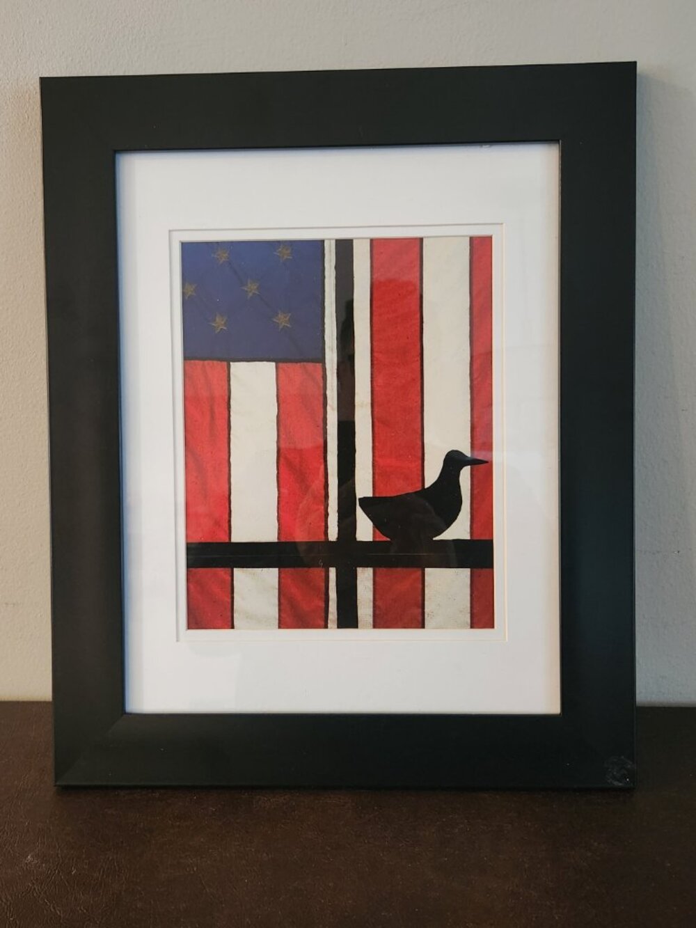 (RARE) Painting framed flag window and decoy texture by Robert Hodgel (#5807-14)